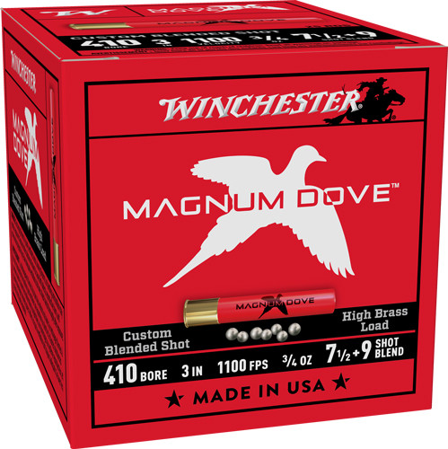 Winchester Ammunition Magnum Dove 410 - 3-inch Low Brass Shotshells, 7-9 Shot Size, 1100 FPS, 25 Rounds per Box