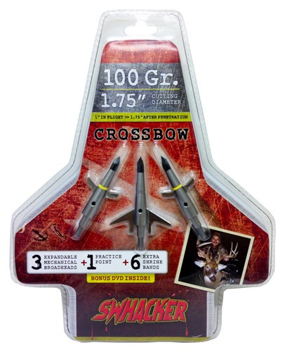 Swhacker Broadhead 2-Blade - 3 Pack with Practice Head and Instructional DVD