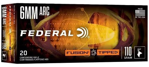 Federal Fusion 6mm ARC 110 Grain Polymer Tipped Rifle Ammunition - Reloadable, Box of 20