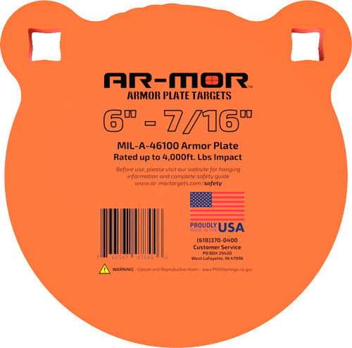 Ar-mor 6" Mil46100 Steel Gong for 300 Win Mag - Durable Steel Target with Square Holes for Carriage Bolts