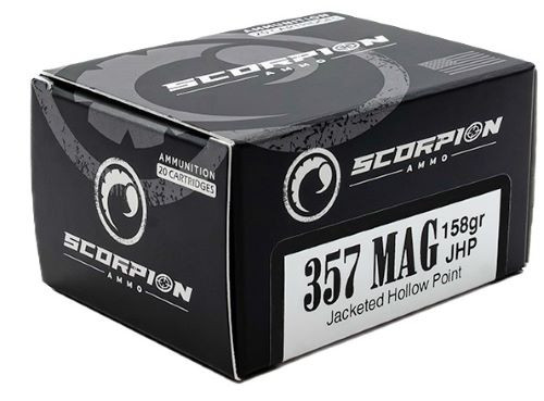 Scorpion Ammo 357 Magnum Jacketed Hollow Point 158 Grain – Reloadable Ammo, 20 Rounds per Box
