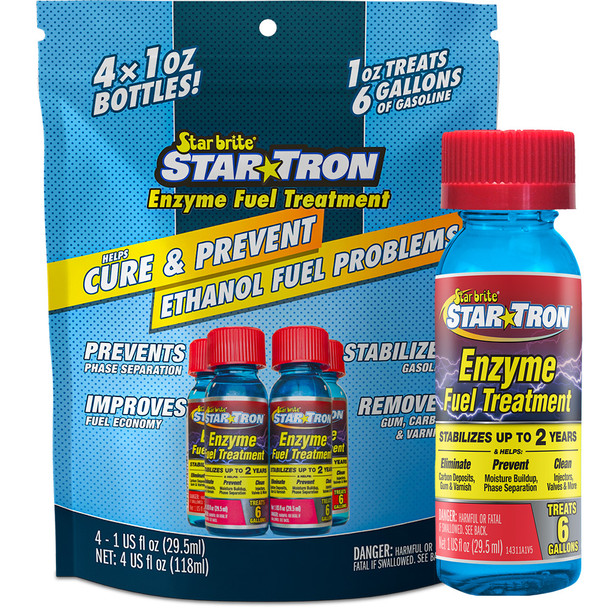 Star brite Star-Tron Enzyme Fuel Treatment for Gas Engines - Classic Formula, 4 x 1 oz Bottles