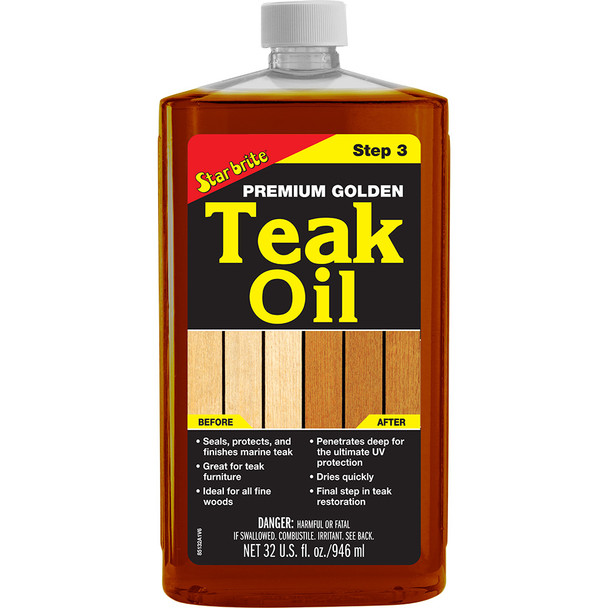 Star brite Premium Golden Teak Oil - 32 oz for Outdoor Wood Protection and Enhancement