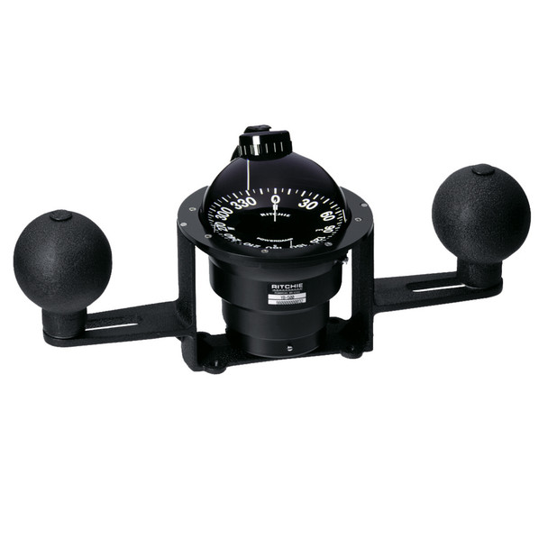 Ritchie YB-500 Globemaster Steel Boat Compass with Yoke Mount, 5 Degree Card, 12V Lighting