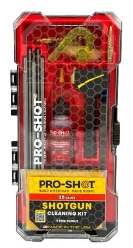 Pro-Shot Products .20 Gauge Shotgun Cleaning Kit - Impact Resistant Heavy Duty Plastic Case