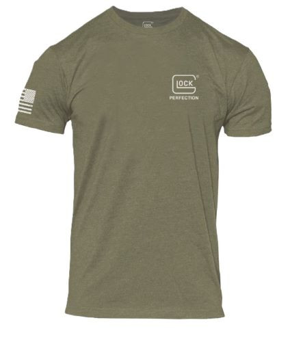 Glock Perfection Flag T-Shirt XX-Large Military Green Cotton Short Sleeve