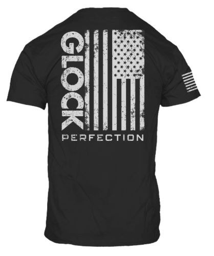Glock Perfection Flag T-Shirt - Large Black Cotton Short Sleeve Tee