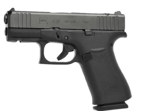 Glock G43X MOS 9mm Luger Semi-Auto Handgun with 3.39-inch Barrel and Two Magazines