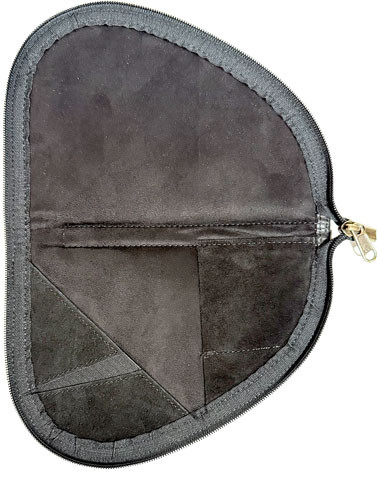 Palmetto Bag Co BPK82555-BKO Small Leather Pistol Case with Suede Lining and Outside Zipper Pocket