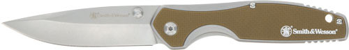 Smith & Wesson S&W Knife Cleft 3.25" Spring with Stainless Steel Blade and Flat Dark Earth Handle