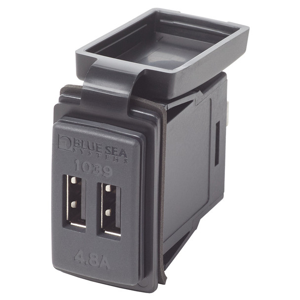 Blue Sea Systems Dual USB Charger 24V Contura Mount - Reliable Marine Power Accessory