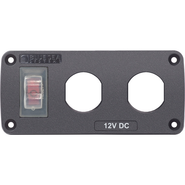 Blue Sea Systems 4364 Water Resistant USB Accessory Panel with 15A Circuit Breaker and Blank Apertures