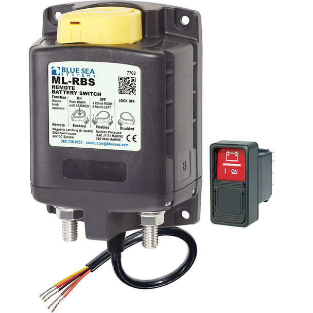 Blue Sea Systems 7702 ML-Series Remote Battery Switch with Manual Control, 24V DC