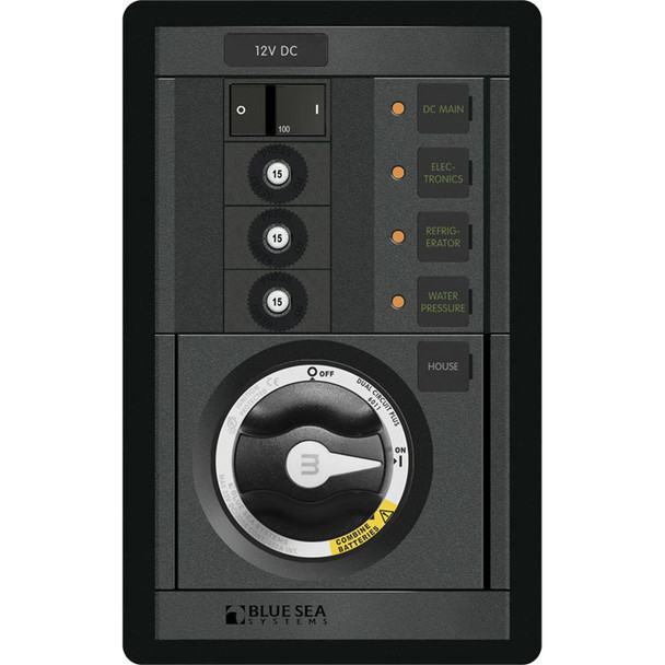Blue Sea Systems M-Series Dual Circuit Plus Main and 3-Position CLB Vertical Panel (Part #1408)