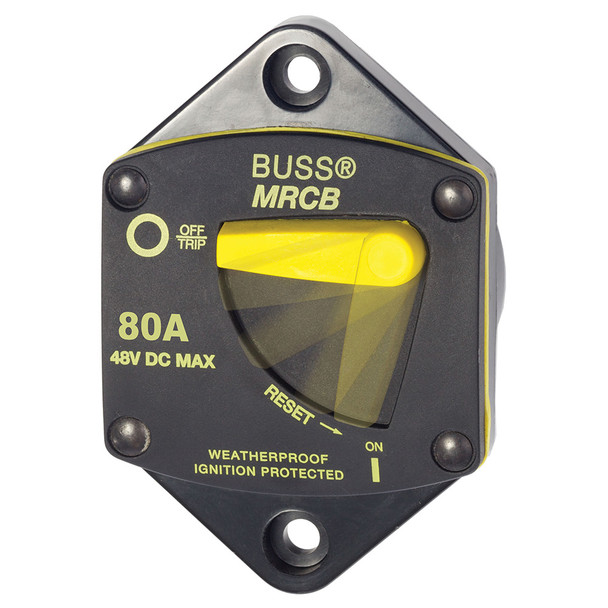 Blue Sea Systems 7042 187-Series Panel Mount Circuit Breaker, 80A, Waterproof, Trip-Free Design