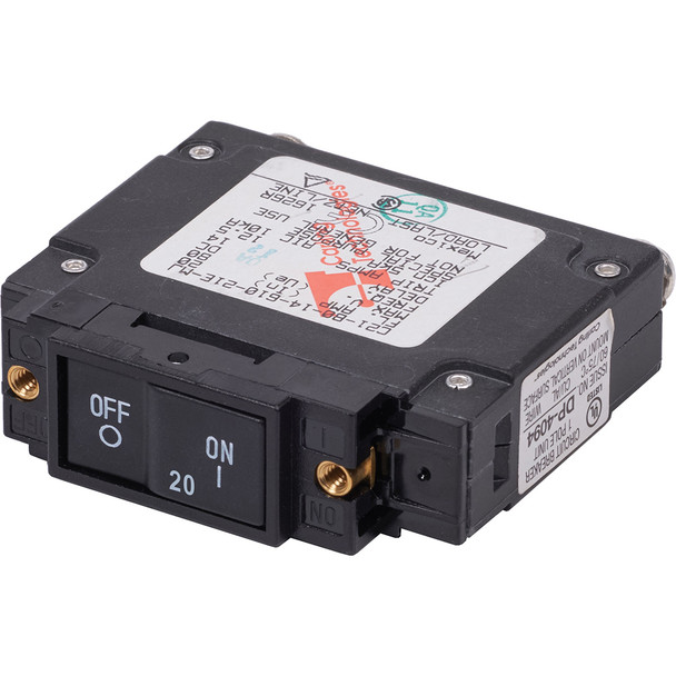 Blue Sea Systems 7443 UL-489 20A Flat Rocker Circuit Breaker for Marine and Naval Applications