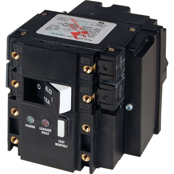 Blue Sea Systems C-Series ELCI Main Circuit Breaker - Double Pole 230V AC, 16A
