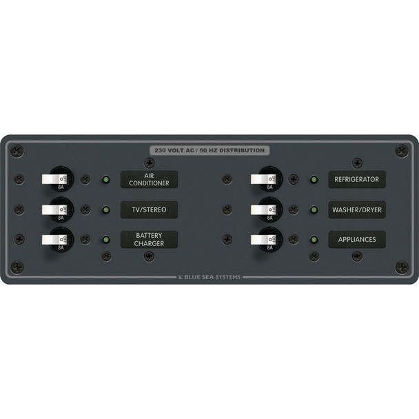 Blue Sea Systems 8197 AC 6-Position Electrical Panel for 230V AC Systems