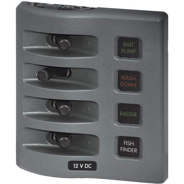 Blue Sea Systems 4304 WeatherDeck Water Resistant Fuse Panel - 4 Position, Gray