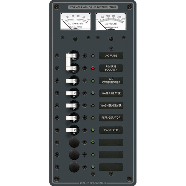 Blue Sea Systems 8174 Main + 8 Positions AC Power Distribution Panel (European)