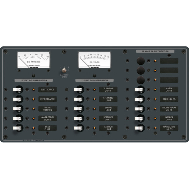 Blue Sea Systems DC 18 Position Panel - White, Part Number 8378