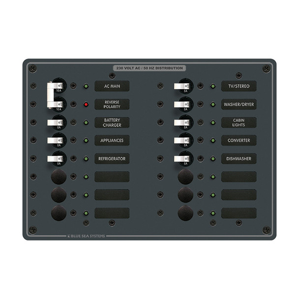 Blue Sea Systems 8564 European AC Main Breaker Panel with 14 Positions, White