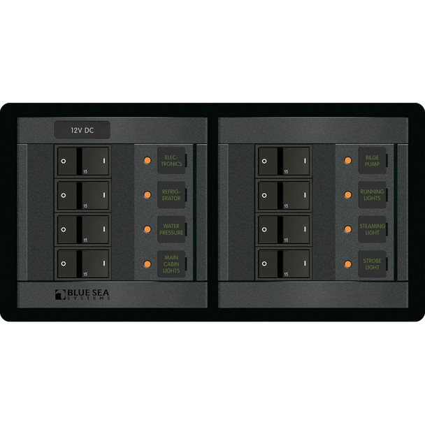 Blue Sea Systems 1225 12V DC 8-Position Horizontal Power Distribution Panel