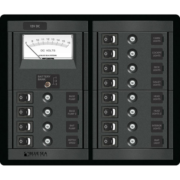 Blue Sea Systems 1464 12-Position Switch with Meter Square Panel