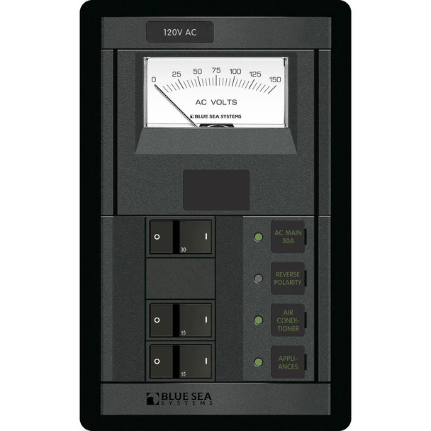 Blue Sea Systems 1206 120V AC Main Panel with 2 Positions and AC Voltmeter