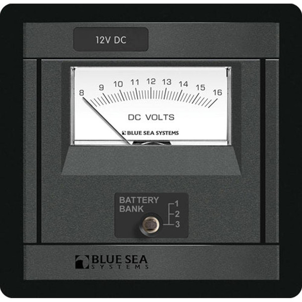 <B>DC Analog Voltmeter Panel</B><br><br><B>Specifications:</B><br><UL><LI><B>Nominal Voltage:</B> 12V DC<br><LI><B>Maximum Voltage:</B> 16V DC<br><LI><B>Height:</B> 4.75" (120.65mm)<br><LI><B>Width:</B> 4.88" (123.95mm)<br><LI><B>Weight:</B> 1.10l...