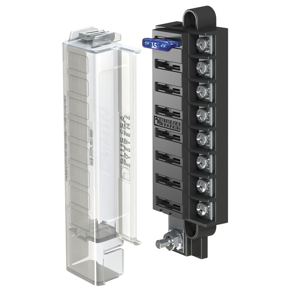 Blue Sea Systems ST Blade Compact Fuse Block with Cover - 8 Circuits, 100A Max