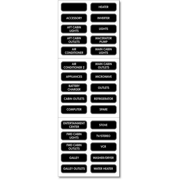 Blue Sea Systems 8031 AC Panel Basic 30 Label Set for Waterproof Fuse and Circuit Breaker Panels