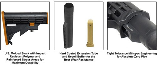 UTG AR-15 Stock Assembly with Impact-Resistant Polymer and Aircraft Aluminum Extension Tube