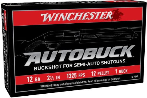 Winchester Ammunition Autobuck 12 Gauge 2.75 inch #1 Buckshot - 5 Shells per Box