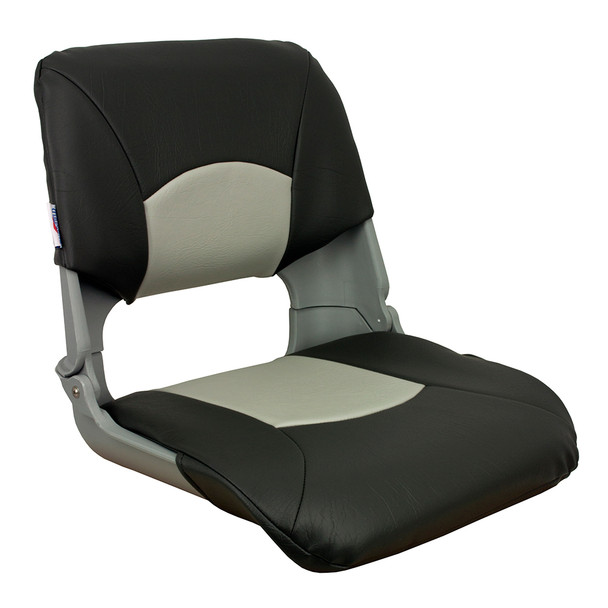 Springfield Marine Skipper Standard Folding Seat - Grey and Charcoal, Comfortable & Weather-Resistant Boat Seating