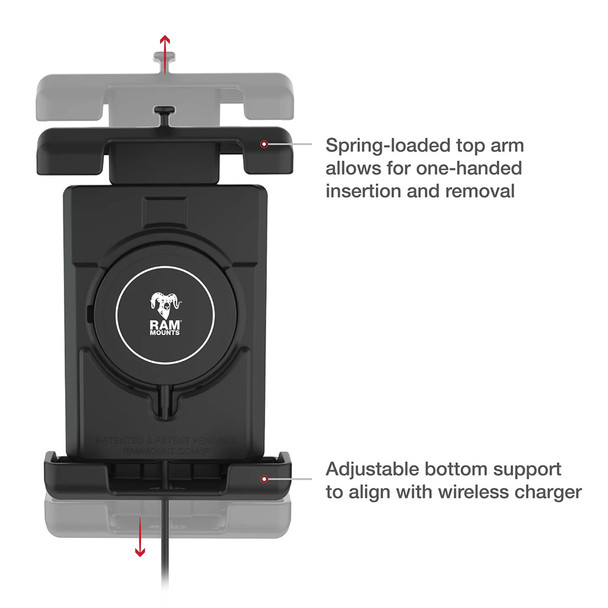 RAM Mounting Systems RAM Quick-Grip Pro XL with Ball & Qi2 15W Wireless Charger - Universal Phone Holder