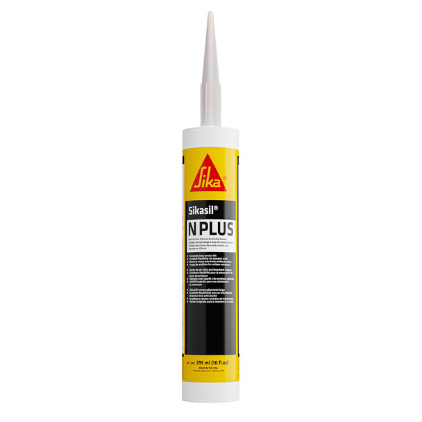 Sika Sikasil-N Plus White Silicone Sealant - 10 oz with Nozzle for Windows, Doors, and Glazing