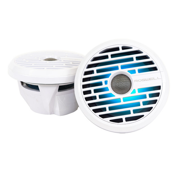 Roswell Marine R1 7.7-inch White Marine Speakers – 90W RMS, 180W Peak Power with RGB LED Backlight