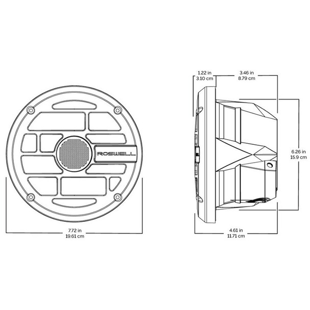Roswell Marine R Series 6.5-inch Marine Speakers with Anthracite Grille | 60W RMS & 120W Peak Power
