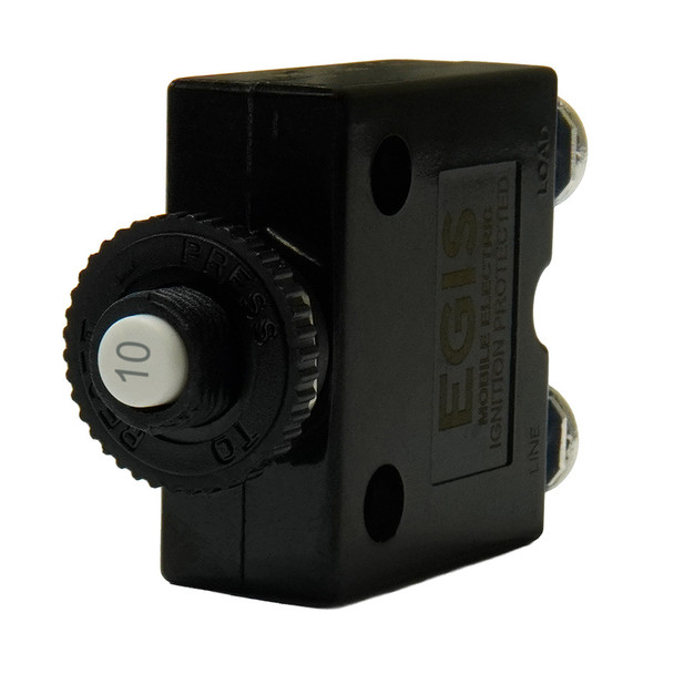 Egis Mobile Electric 10A Push Button Panel Mount Circuit Breaker with Screw Terminals