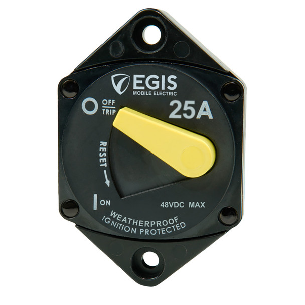Egis Mobile Electric 25A Circuit Breaker - 87 Series Panel Mount with Dust and Water Resistance