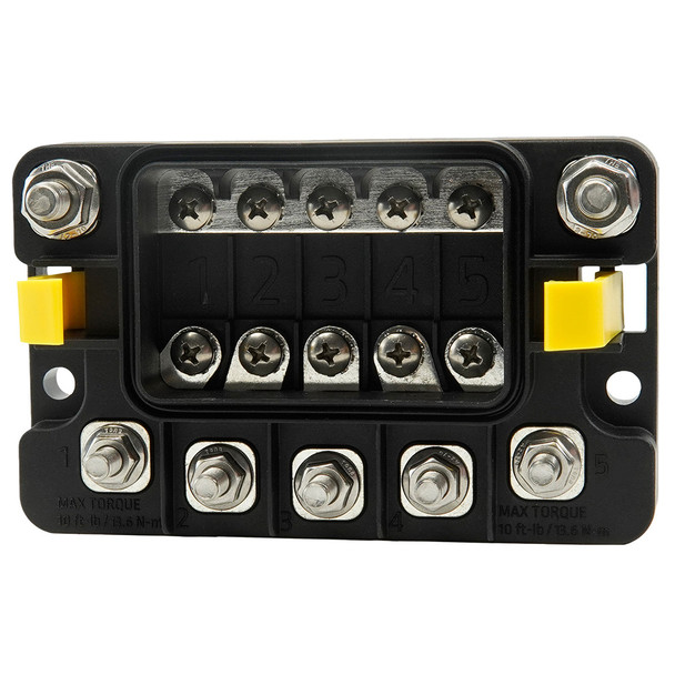 Egis Mobile Electric MIDI 5 Circuit Fuse Block with Sealed Cover - M8 Inputs & M6 Outputs