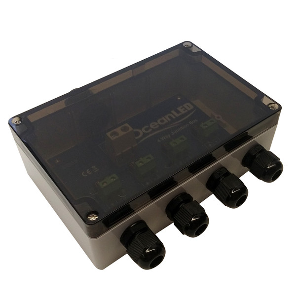 OceanLED Standard 4-Way Junction Box - Waterproof 12/24V DC Marine Electrical Connector