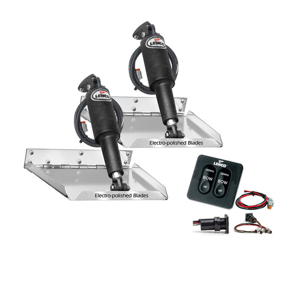 Lenco Marine RT12X12 Standard Performance Trim Tab Kit with Tactile Switch and Electro-Polished Stainless Steel Blades
