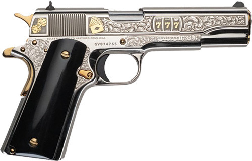 Colt 1911 Gambler .45 ACP Limited Edition Semi-Auto Pistol with Nickel Finish and Adjustable Sights
