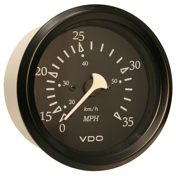 VDO Cockpit Marine 85mm (3-3/8 inch) 35 MPH Pitot Speedometer with Black Dial and Bezel