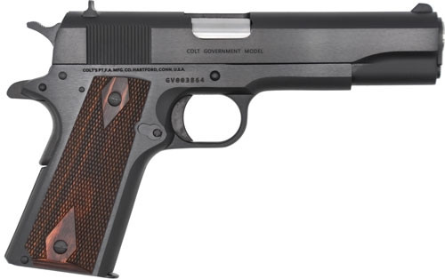 Colt Government 1911 .45 ACP with 5-inch Barrel and Checkered Rosewood Grips
