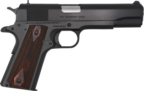 Colt Government 1911 .38 Super Semi-Auto Pistol with National Match Barrel and Double Diamond Checkered Wood Grips
