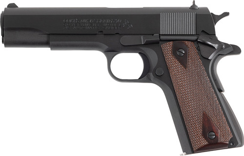 Colt Government 1911 .45 ACP 5-inch Pistol with Blued Steel Finish and Wood Grips