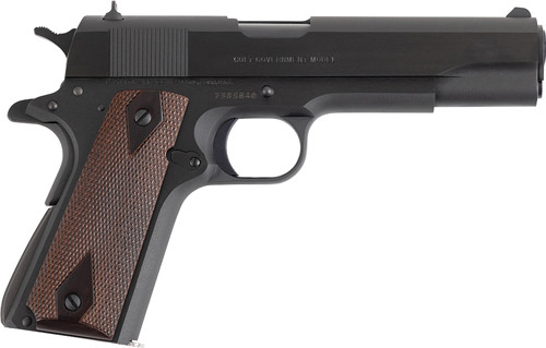 Colt Government 1911 .45 ACP 5-inch Pistol with Blued Steel Finish and Wood Grips